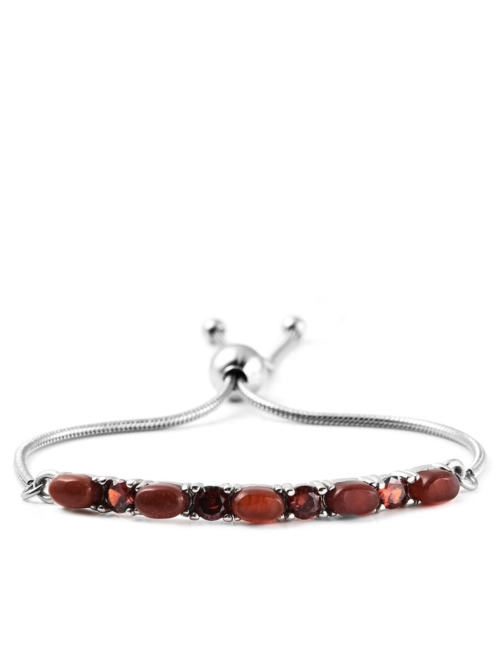 Red Agate and Simulated Red Diamond Bracelet